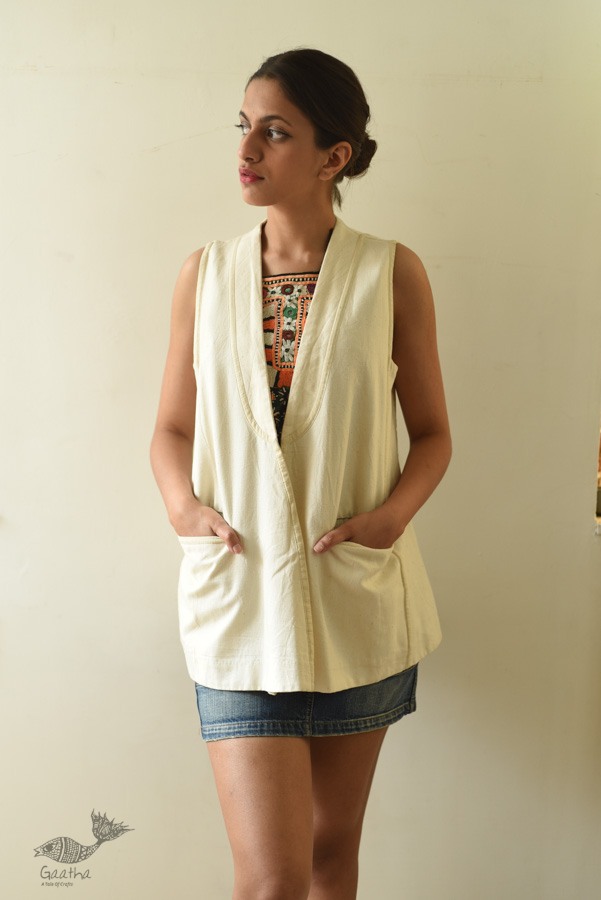 shop Handwoven Pure Cotton ~ Off White Shrug