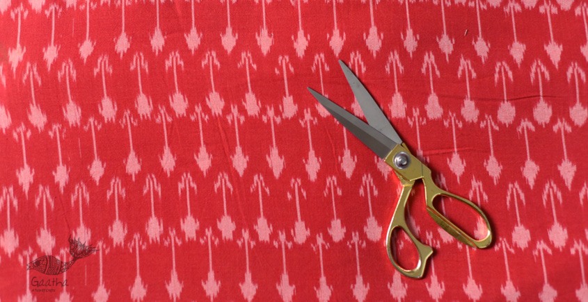 Shop Ikat Handloom Cotton Red Fabric - Arrow Motif