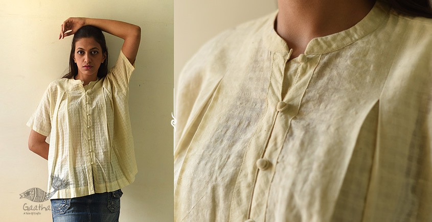 shop Off White Pure Cotton ~ Handwoven Self Checks Top