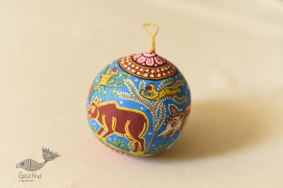 shop Pattachitra Painted - Hanging Coconut - Animals