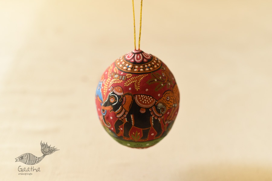 shop Painted Horse & Elephant on Hanging Coconut