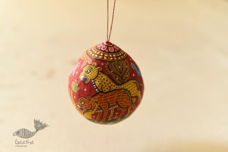 shop Pattachitra Painted Life in Jungle on Hanging Coconut