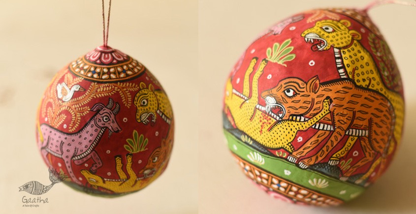 shop Pattachitra Painted Life in Jungle on Hanging Coconut