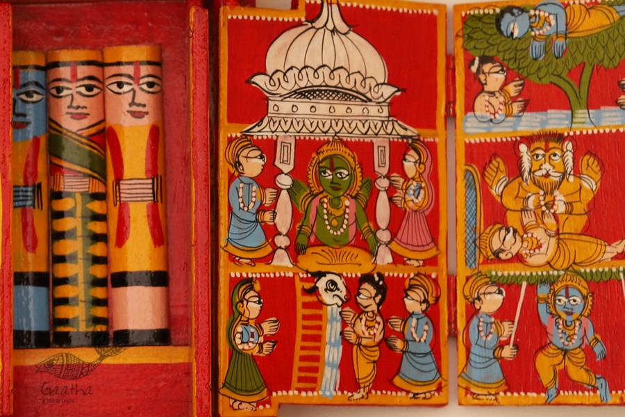 कथनिक ☀ Kaavad a Wooden Shrine ( RED - 29 cm) ~ 113