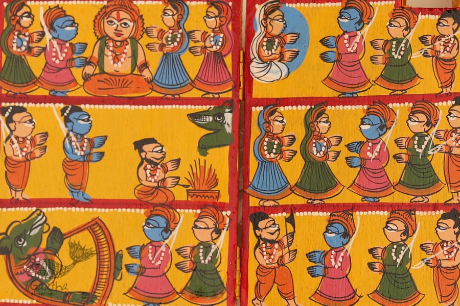 कथनिक ☀ Kaavad A Wooden Shrine ( Yellow - 29 cm) ~ 120