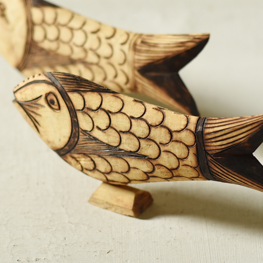 shop Rustic Handmade Wood Burning Art - Fish (Set of Two)
