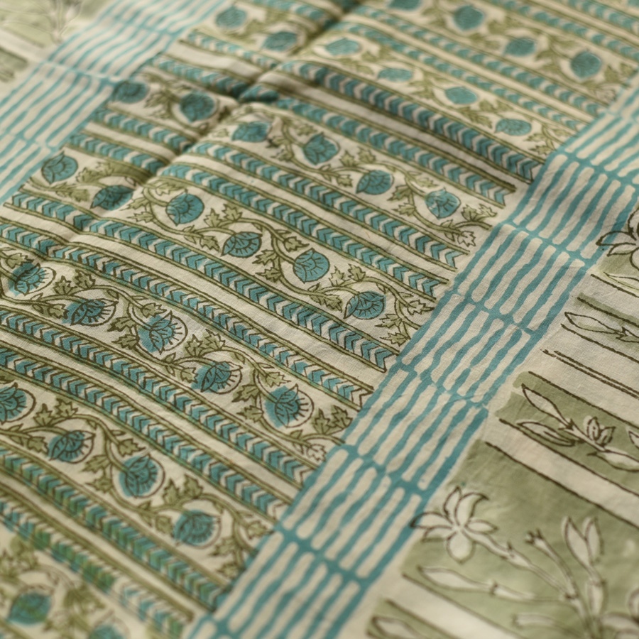 shop Bagru Printed Cotton - Flower Motif Saree