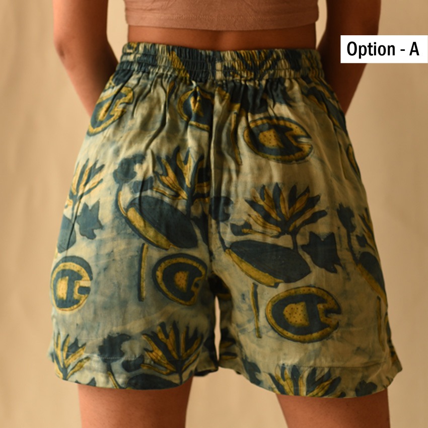 shop Batik Block Printed Modal Silk Short