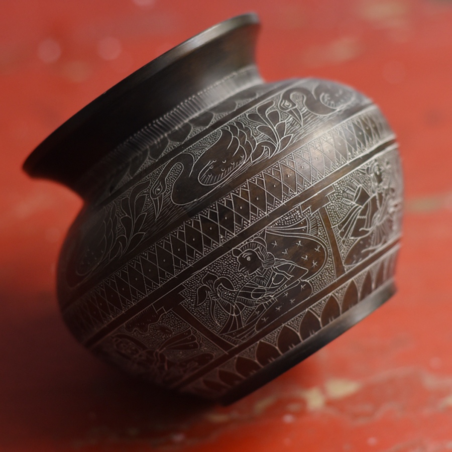 Brass Lota with Carving   - C