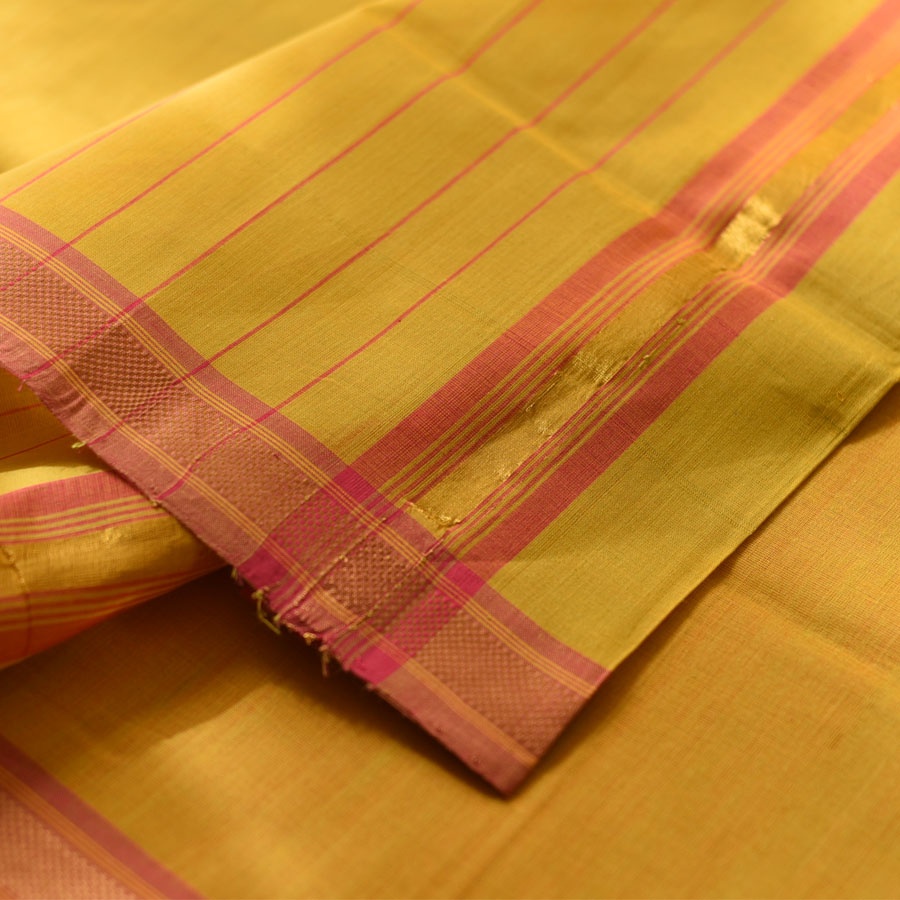 Handwoven cotton saree |Yellow Saree  from Andhra Pradesh