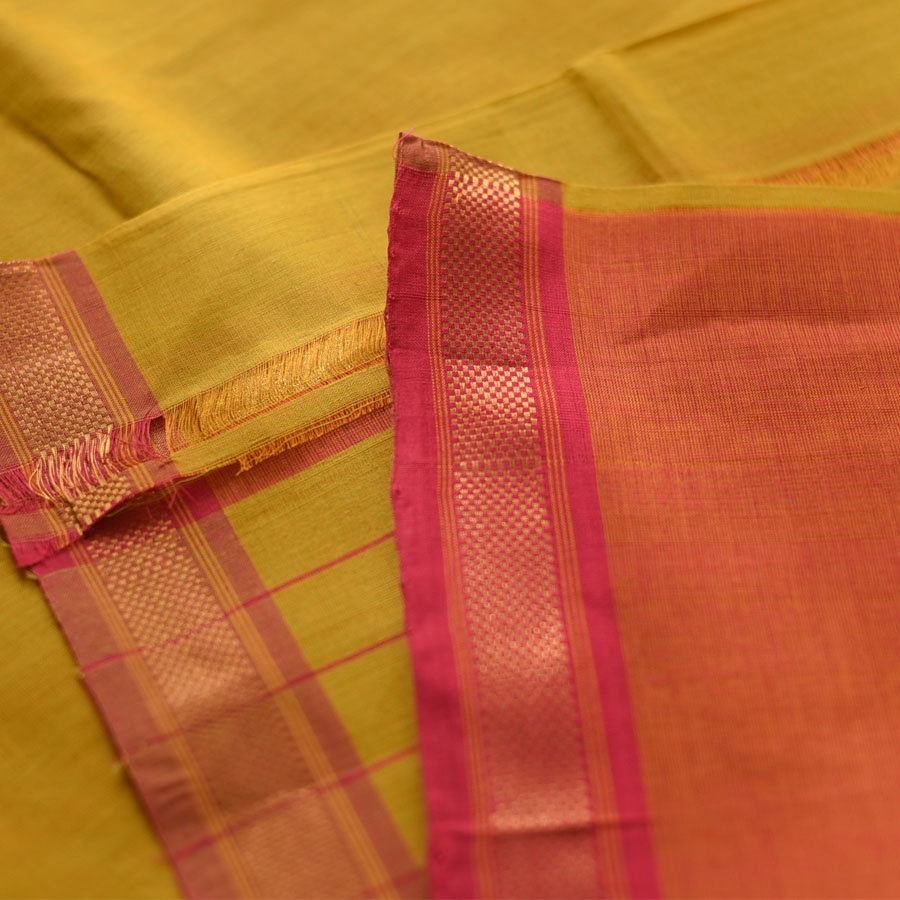 Handwoven cotton saree |Yellow Saree  from Andhra Pradesh