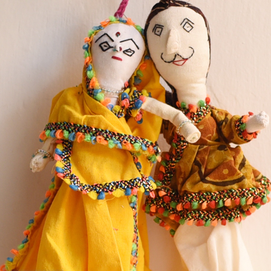 shop Cotton Handmade Doll -Traditional Kutchi Couple Set