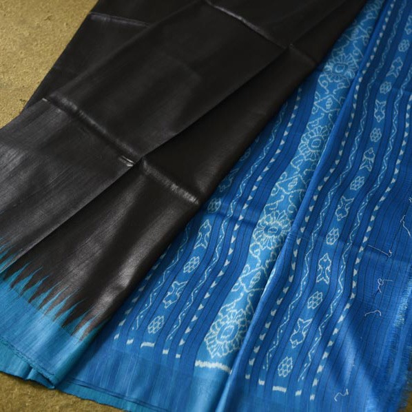 shop Handwoven Pure Tussar Silk Black Saree