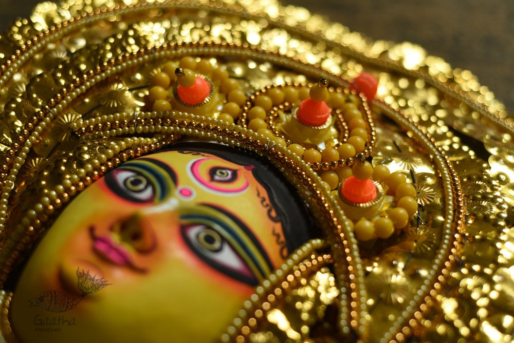 shop handmade chhau mask from bangal - durga-golden