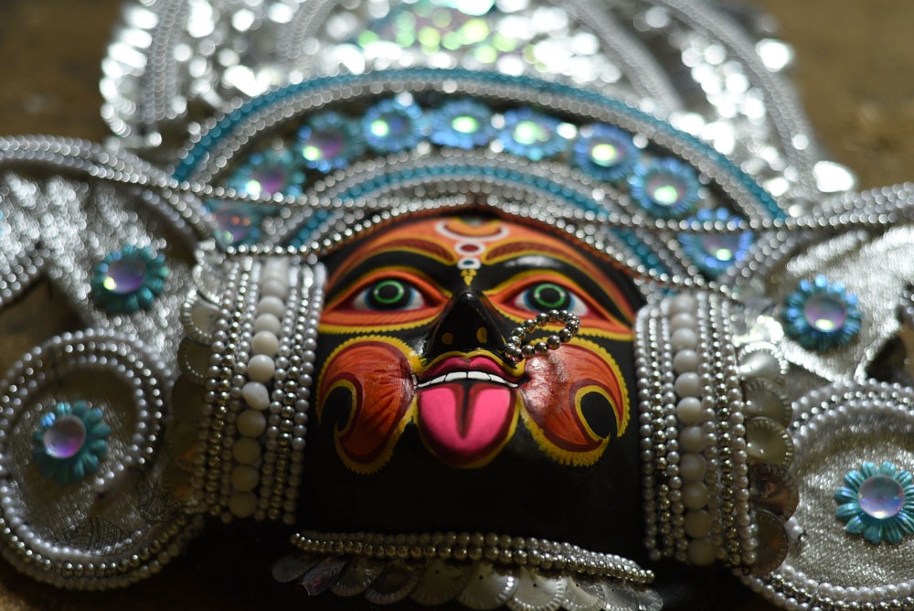 shop handmade chhau mask from bangal - Kaali