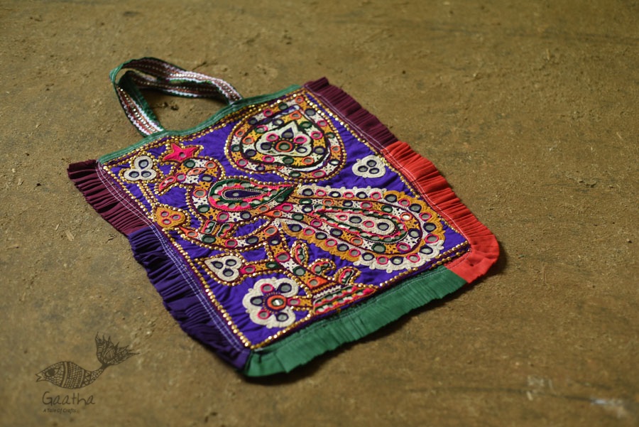 Hand Embroidered kutchi hand bag - Rabari Embroidery