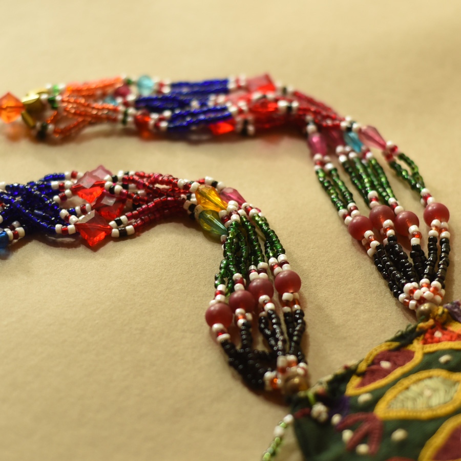 Handmade Tribal Necklace / Embroidered & Bead Necklace 