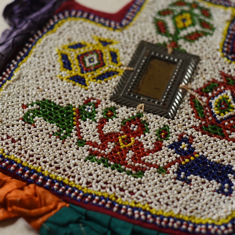 Handmade Bead Work ~ Old Decorative Wall Hanging - Fan