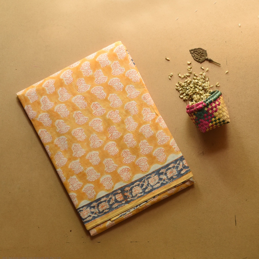 shop Hand Block ~ Bagru Printed Cotton Saree
