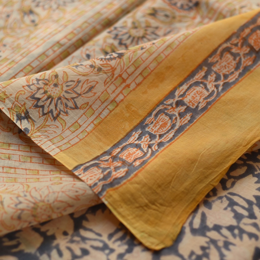 shop Hand Block ~ Bagru Printed Cotton Saree