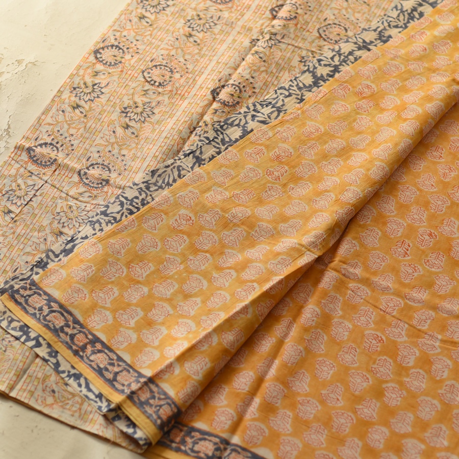shop Hand Block ~ Bagru Printed Cotton Saree