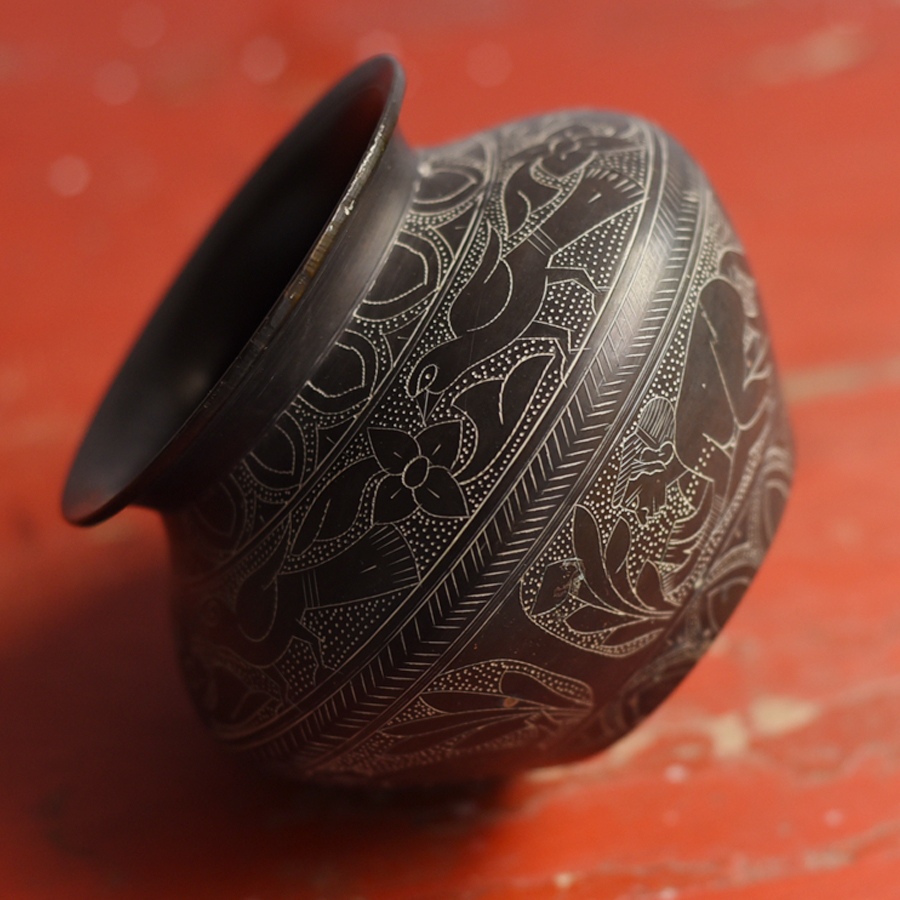 Shop Carving on Brass Lota / Pot 