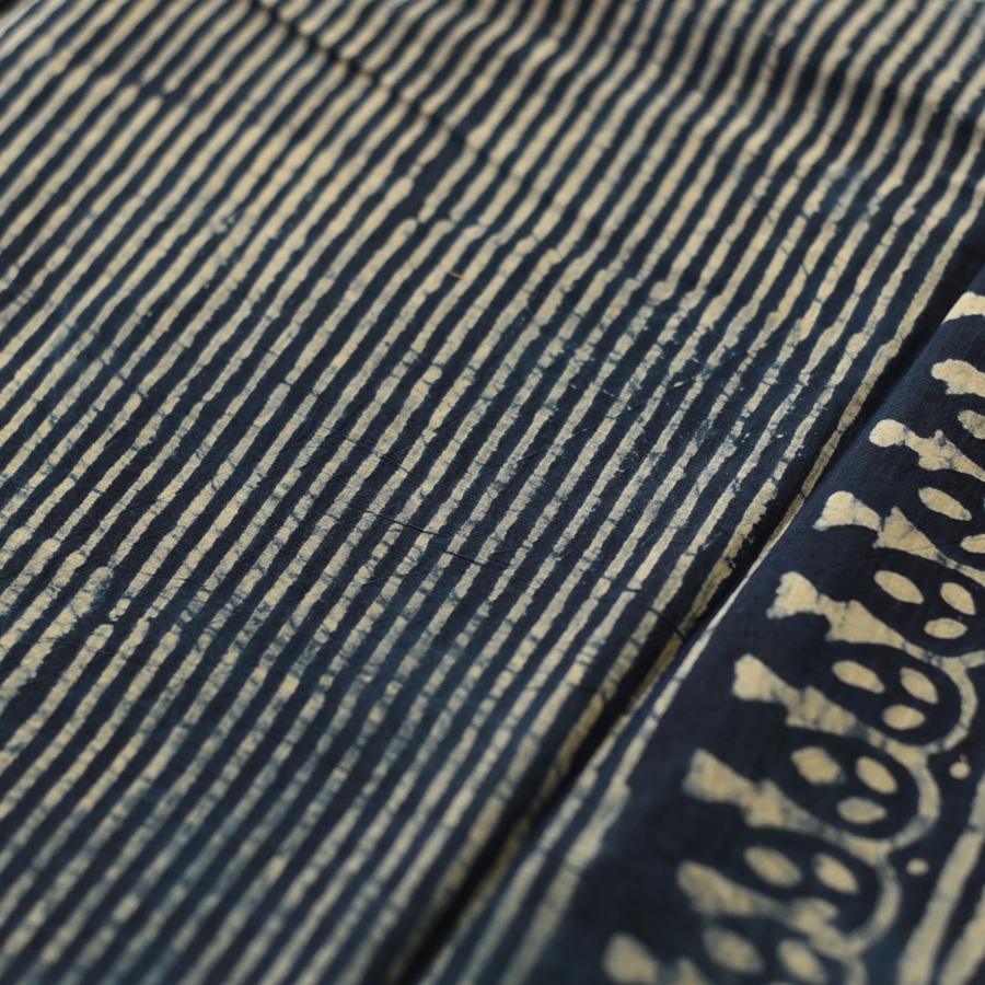 Exclusive Dabu Block Printed - Cotton Indigo Saree