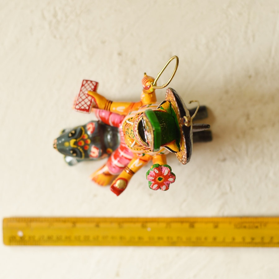 shop Handmade Wooden toy - Flying Ganesha on Mushak (Two Color Options)
