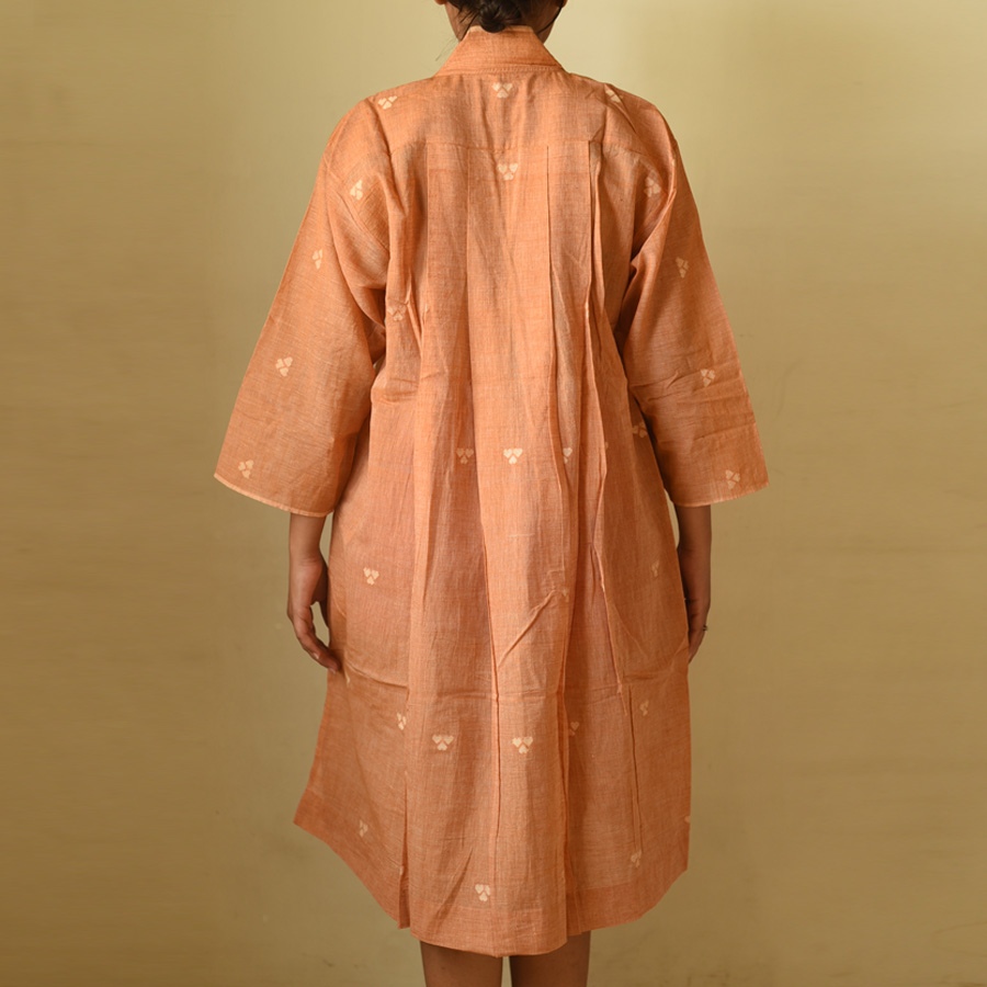 shop Jamdani - Handloom Cotton Dress - Light Brown