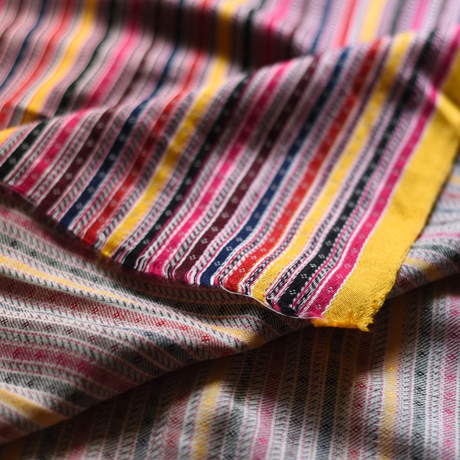 Hand Woven Fabric - Multi Color Stripes