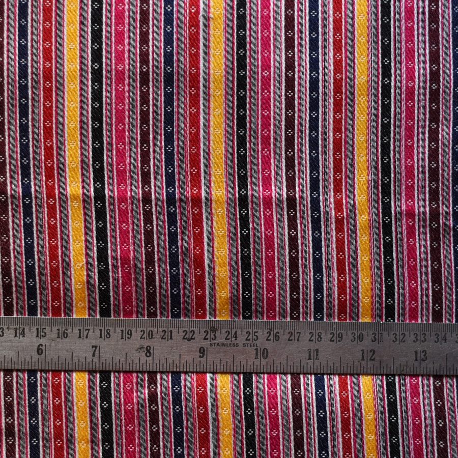 Hand Woven Fabric - Multi Color Stripes