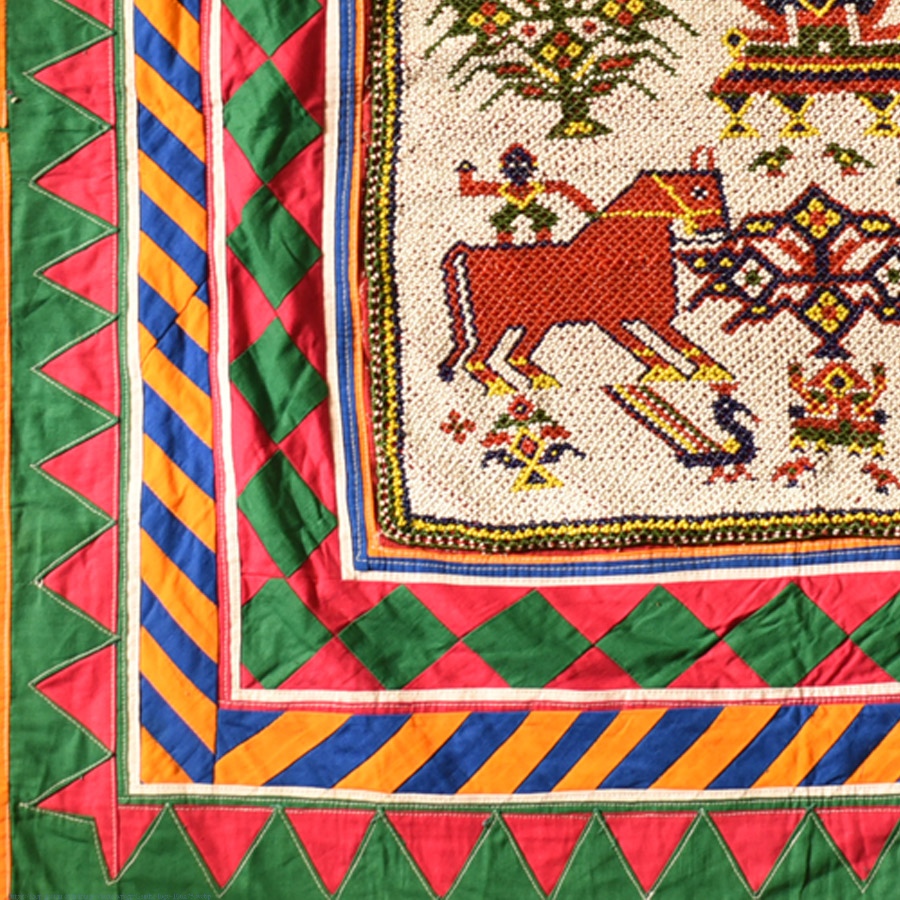 Gujrat Bead Work - Old & Antique Wall Hanging - Shreenathji