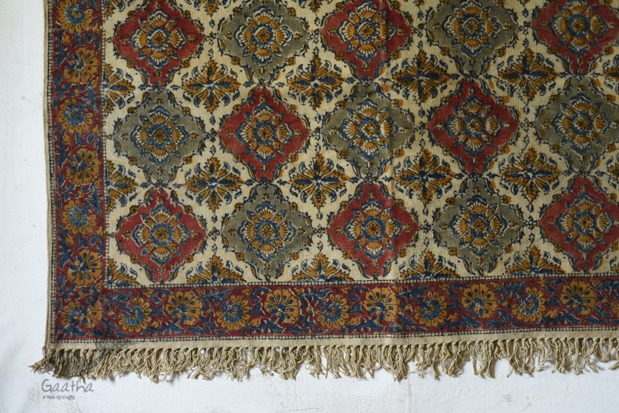 Handwoven Kalamkari Durri - Hand printed