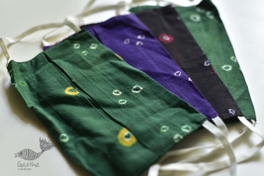 Be safe & stylish ✜ Mul Cotton Layered Mask ( Set of 4 ) ✜ L Dabu blue