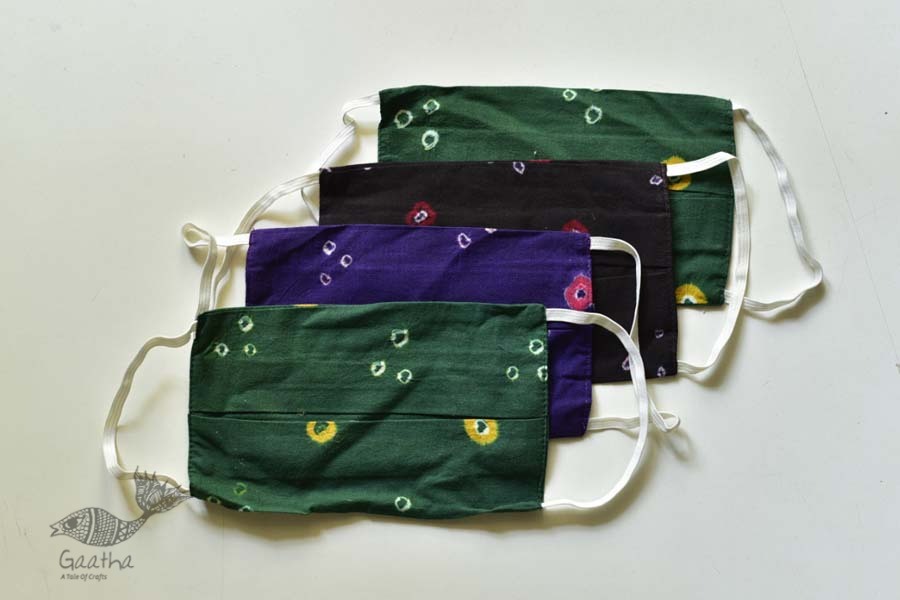 Be safe & stylish ✜ Mul Cotton Layered Mask ( Set of 4 ) ✜ L Dabu blue