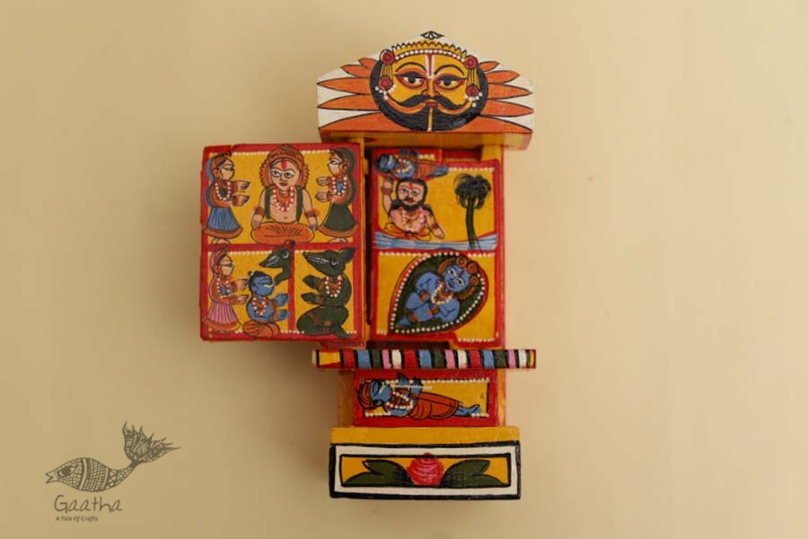 कथनिक ☀ Kaavad ~ A Wooden Shrine (Yellow - 20 cm) ~ 136