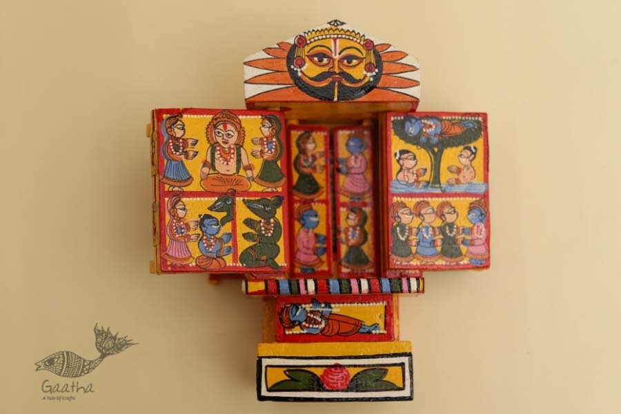 कथनिक ☀ Kaavad ~ A Wooden Shrine (Yellow - 20 cm) ~ 136