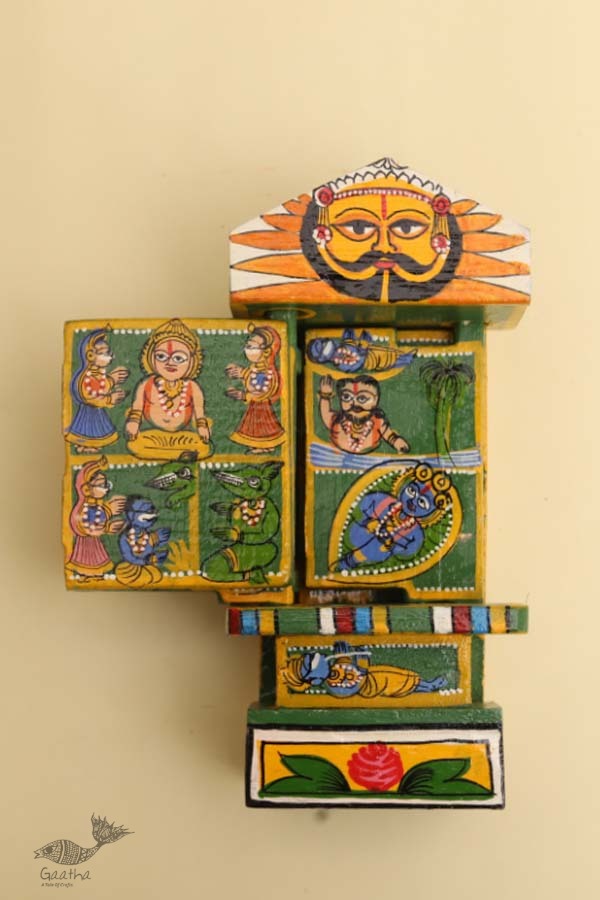 कथनिक ☀ Kaavad ~ A Wooden Shrine (Green - 20 cm) ~ 135