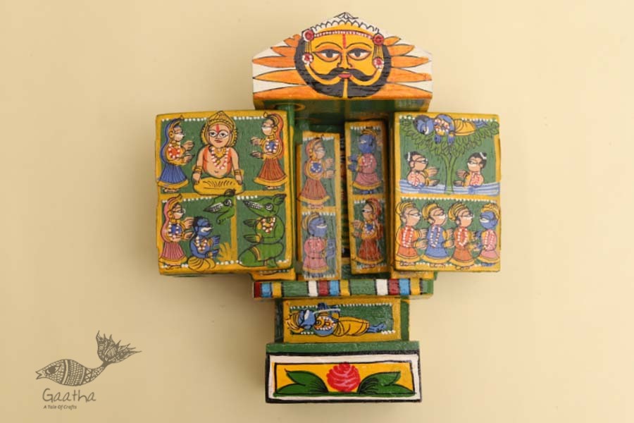 कथनिक ☀ Kaavad ~ A Wooden Shrine (Green - 20 cm) ~ 135