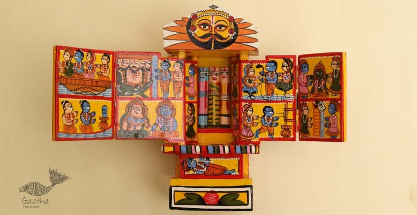 कथनिक ☀ Kaavad ~ A Wooden Shrine (Yellow - 20 cm) ~ 136