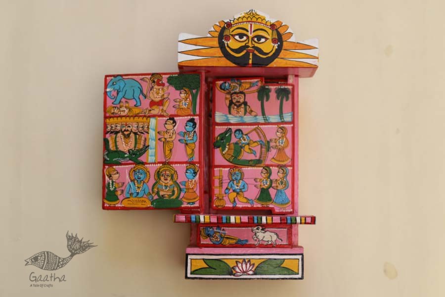 कथनिक ☀ Kaavad a Wooden Shrine ( Pink - 29 cm) ~ 141