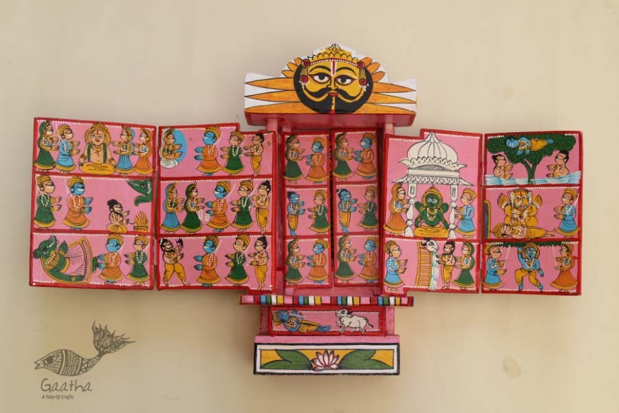 कथनिक ☀ Kaavad a Wooden Shrine ( Pink - 29 cm) ~ 141