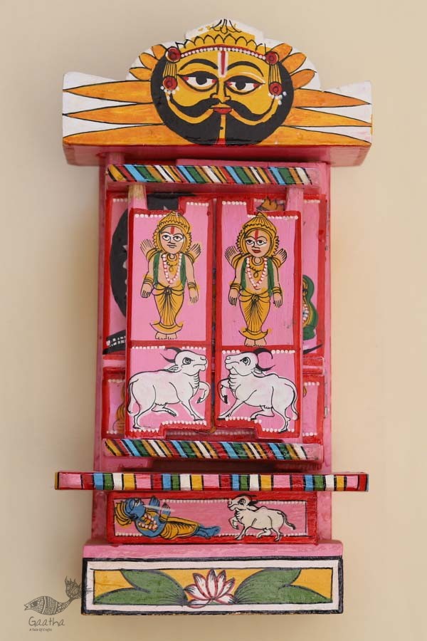 कथनिक ☀ Kaavad a Wooden Shrine ( Pink - 29 cm) ~ 141