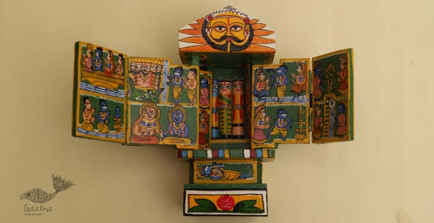 कथनिक ☀ Kaavad ~ A Wooden Shrine (Green - 20 cm) ~ 135