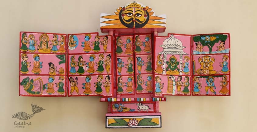 कथनिक ☀ Kaavad a Wooden Shrine ( Pink - 29 cm) ~ 141