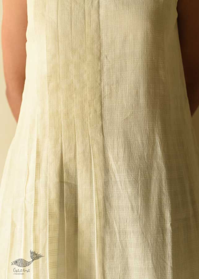 shop Handloom Cotton Designer Off White Sleeve Less Dress