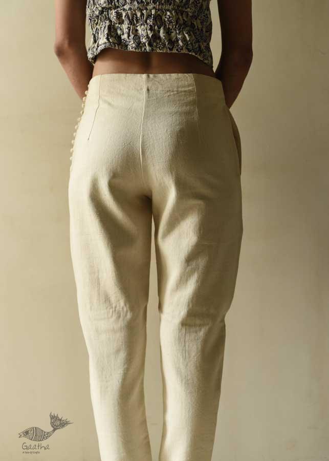 shop Handloom Cotton Designer Girls Off White Trouser 