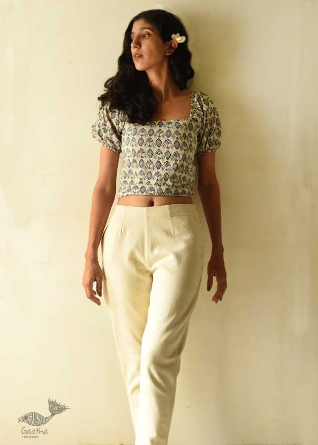 shop Handloom Cotton Designer Girls Off White Trouser 
