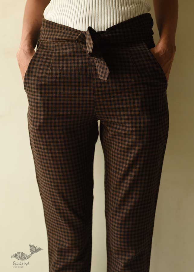 shop Handloom Cotton Checks Girls Trouser