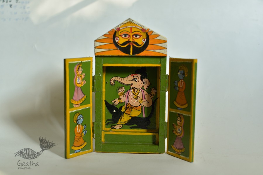 कथनिक ☀ Kaavad a Wooden Shrine - Ganesh &  Mushak { Single piece } ~ 7